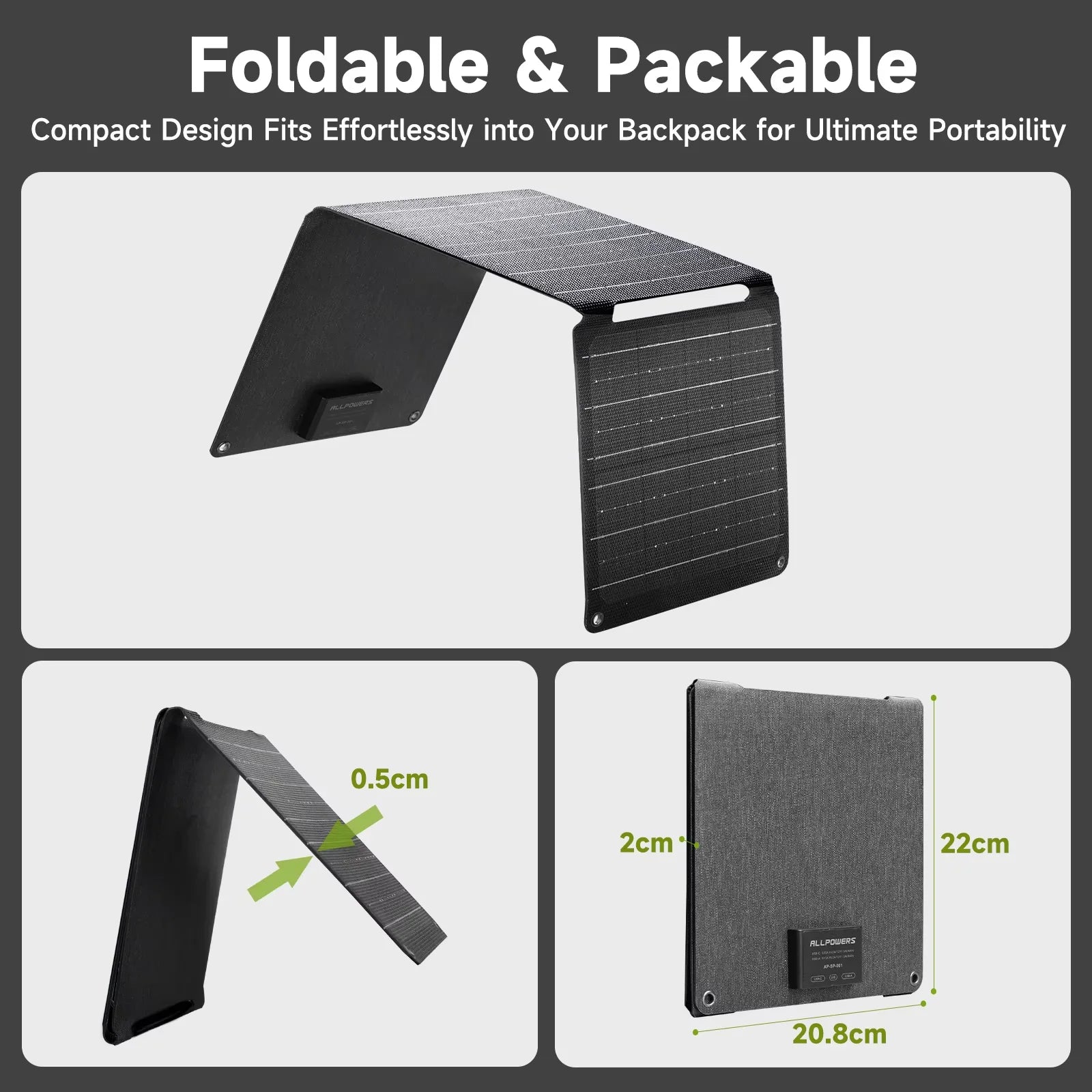 ALLPOWERS PB100 Powerbank and SP001 12V21W Solar Panel 24000mAh 4-Port Portable Charger with LED for Phone Laptop Camping travel