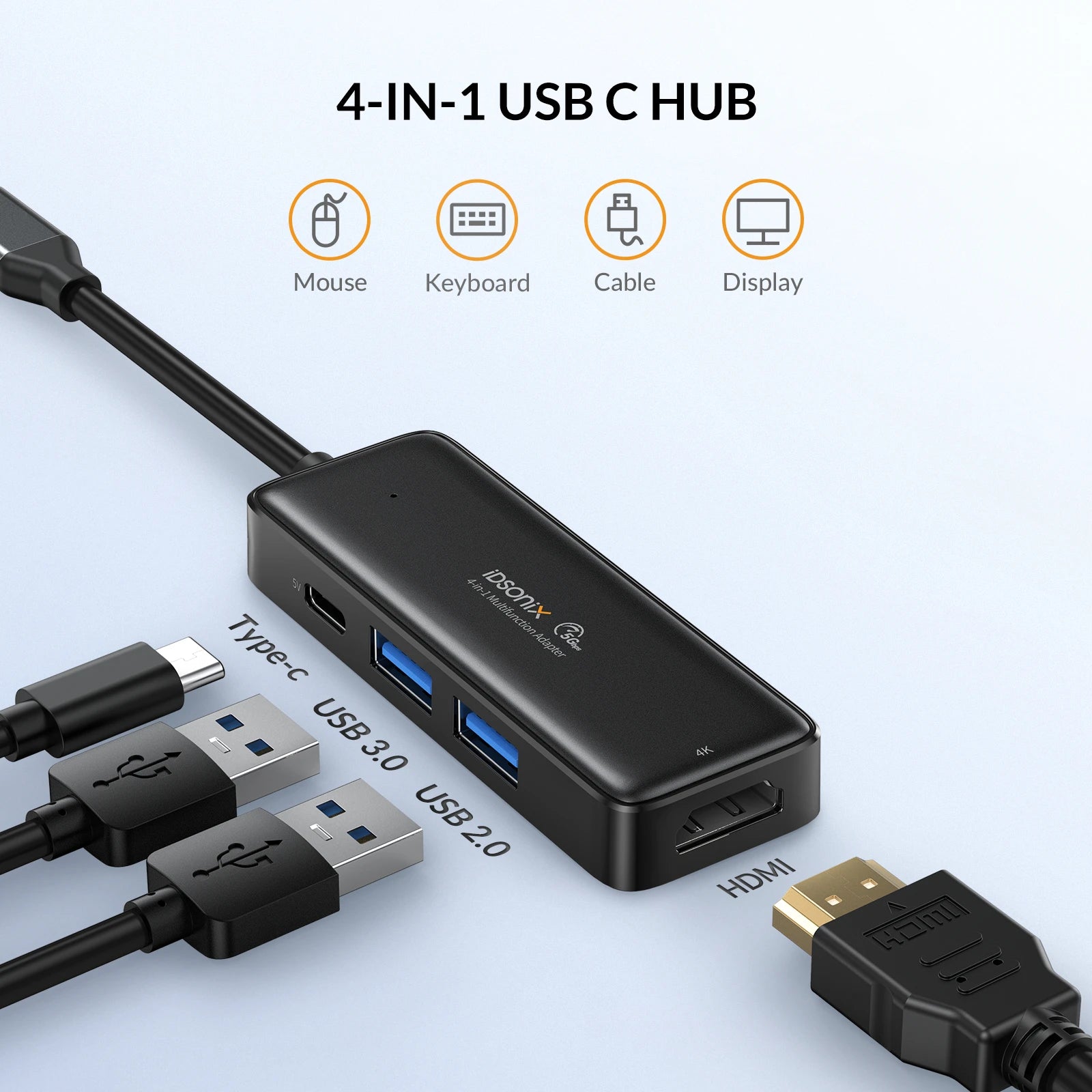iDsonix Type C USB 3.0 HUB 15 in 1 Docking Station Multiport Adapter with HDMI 4K@60Hz PD100W Gigabit Ethernet SD/TF Card Reader