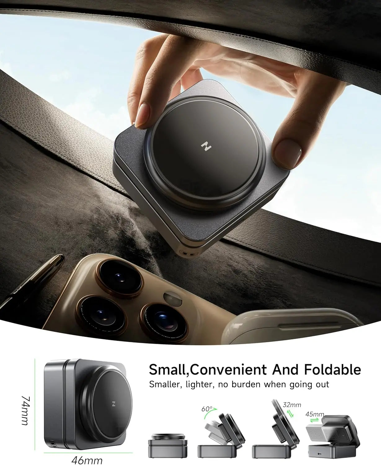 3-in-1 Foldable Magnetic Wireless Charging Station, Qi2 Certified 15W Travel Charger for iPhone 16/15/14/13/12 Series, Apple Watch, AirPods, 30W Adapter Included