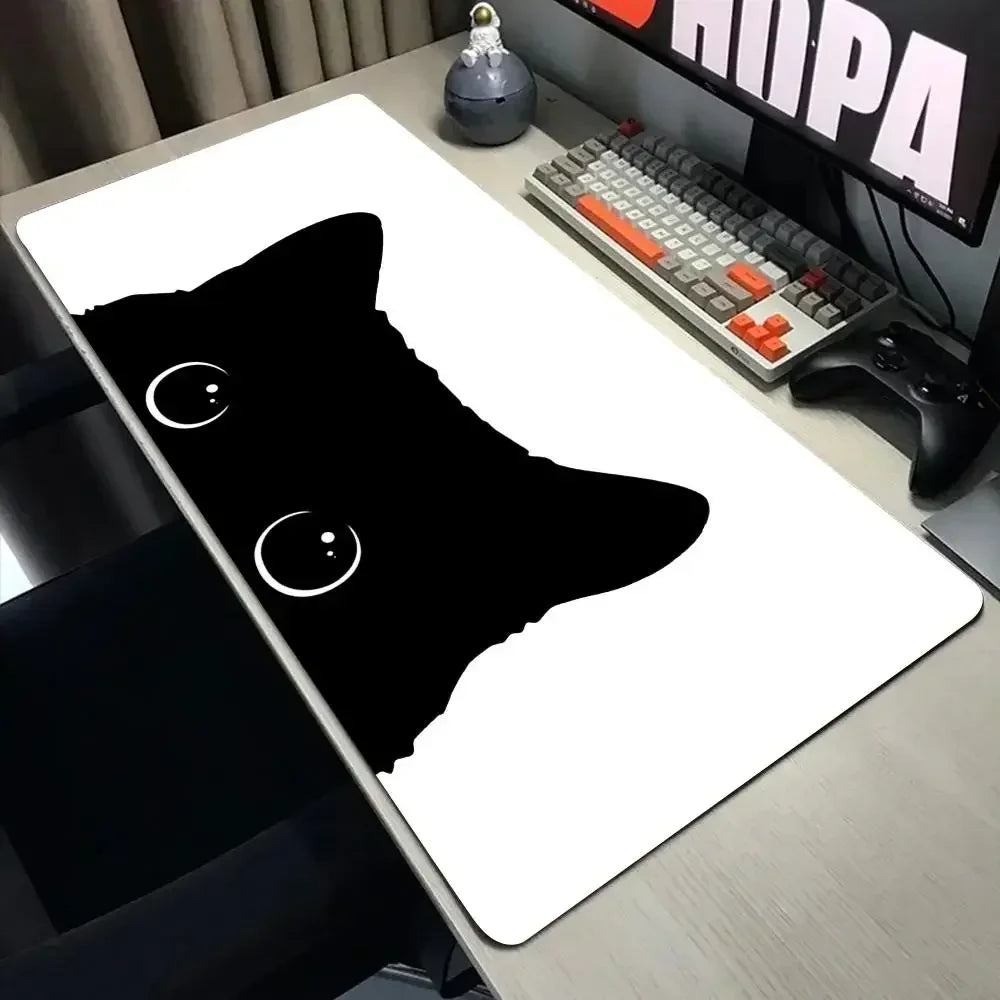 Funny black cat Mouse Pads Cute Cat Computer XXL Mausepad Company Desk Pad Large Kawaii Cushion Office Accessories Rug 300X600
