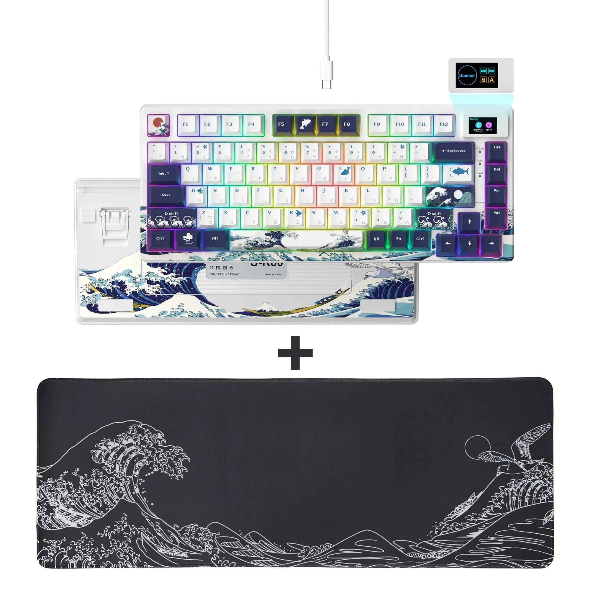 womier SK80 Gasket Mounted Mechanical Keyboard  81 Key Gamer Keyboard 75% Hot Swap RGB Gaming Keyboard with Smart Display for PC