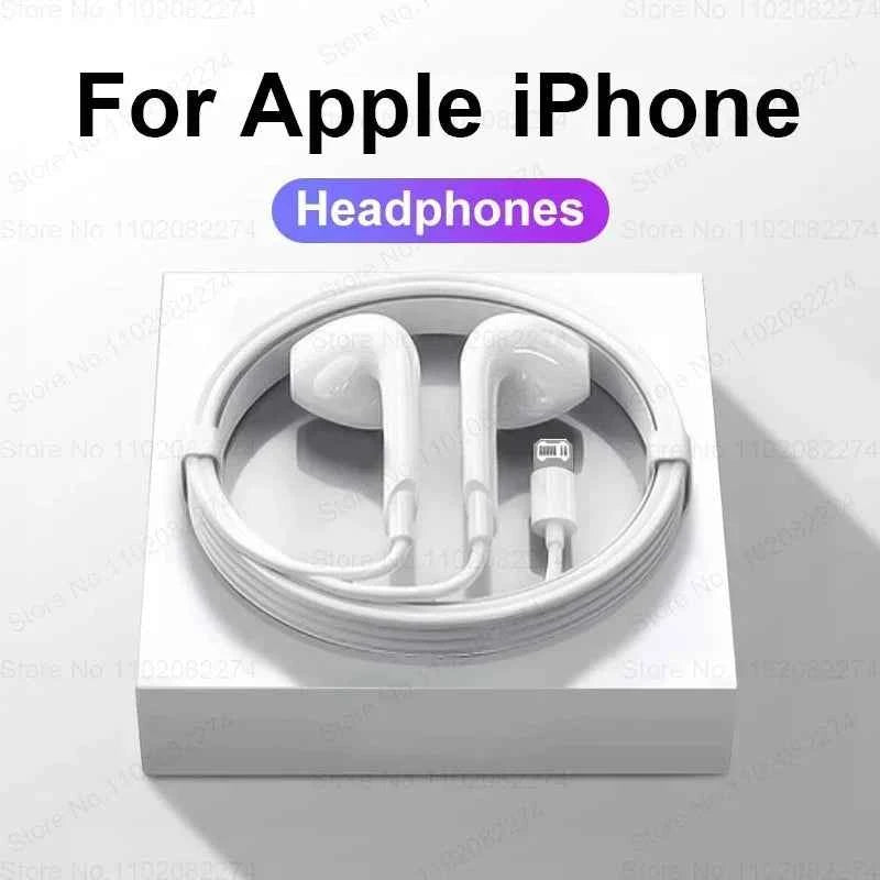 Original Headphones For Apple iPhone 14 11 12 13 Pro Max Earphones XR X XS SE 6 6S 7 8 Plus Bluetooth Wired Earbuds Accessories