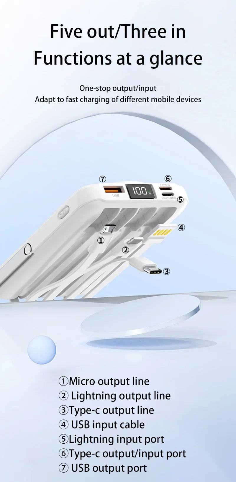 20000mAh Portable Fast Charger Magnetic Wireless Power Bank with Cable Stand External Battery for iPhone Samsung Xiaomi Magsafe