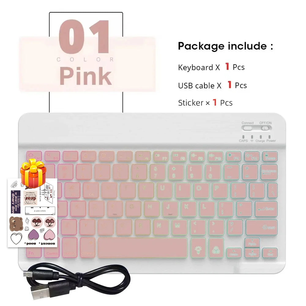 2026 Portable Bluetooth Backlit Keyboard For Xiaomi iPad / iOS Android Windows Tablet Phone Wireless Keyboard With Mouse Spanish