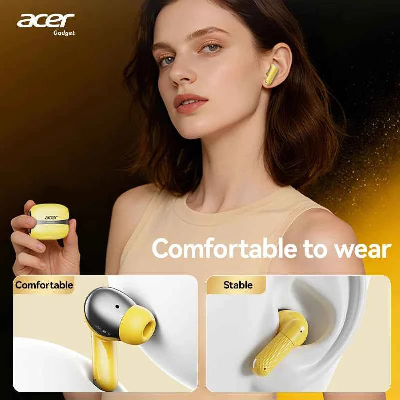 Acer Ohr548 Wireless Bluetooth Headphones with In-Ear Design, Anc Call Noise Reduction, Charging Case, Stereo Sound Effect, Low Latency for Gaming, Comfortable Fit for Sports, Running, and Fitness