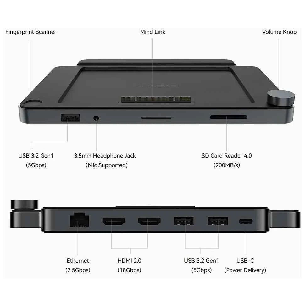 Khadas Dock Multi I/O Expansion Ports Hub with High-Speed Mind Link for Khadas Mind Mini PC and Audio  Adjustment& Fingerprint