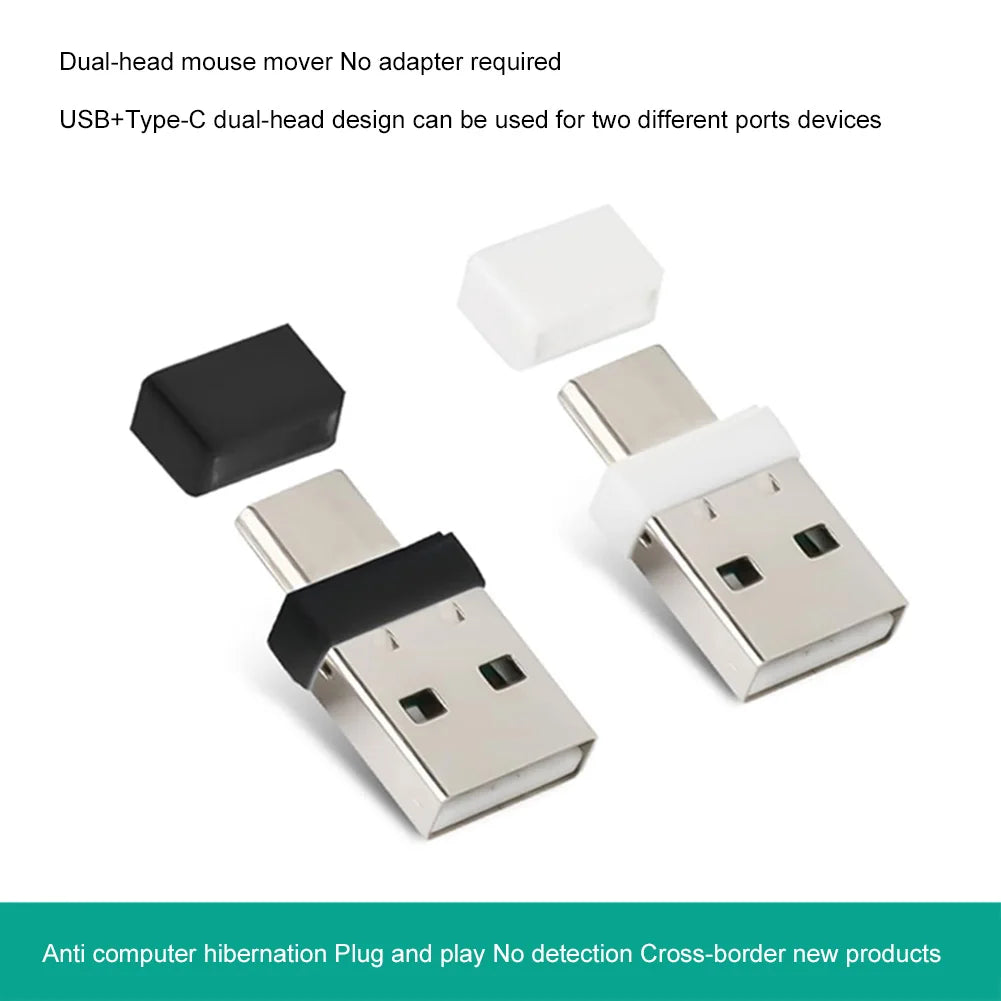 USB Type C 2 In 1 Mouse Mover Driver-Free Automatic Mouse Wiggler Prevent Laptop Entering Sleep Mini Mouse Shaker for Tablet PC