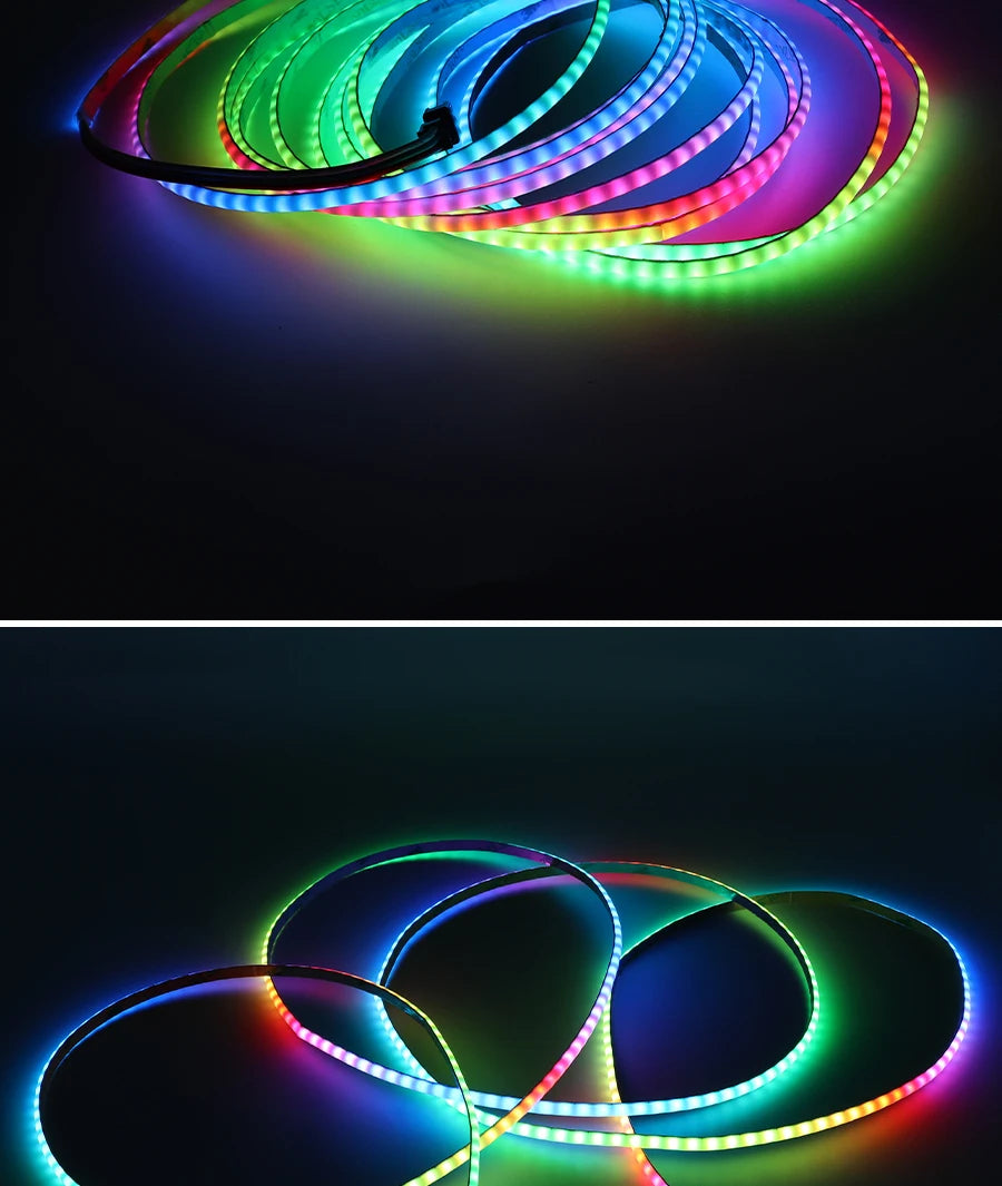 5V New 3mm Super Thin Addressable COB LED Strip RGBIC Individual Pixel Control 240LEDs WS2812B Dream Color USB Powered LED Tape