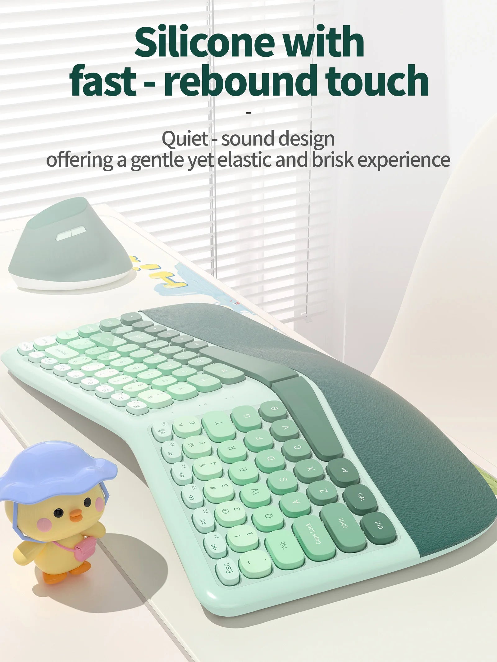 MOFii Ergonomic Keyboard and Mouse Combo, Cream Gradient, 2.4G Wireless, Wrist Fatigue Relief, Compact Tenkeyless, US QWERTY Lay