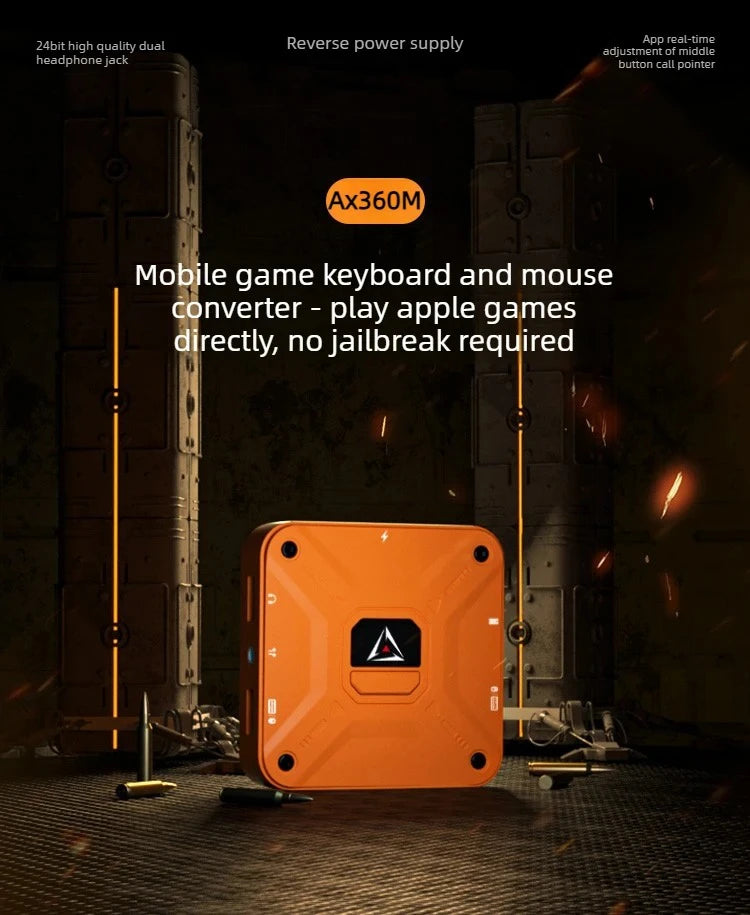 AIMZENIX AX360M is suitable for Apple iOS PUBG Throne keyboard and mouse converter for all systems and games