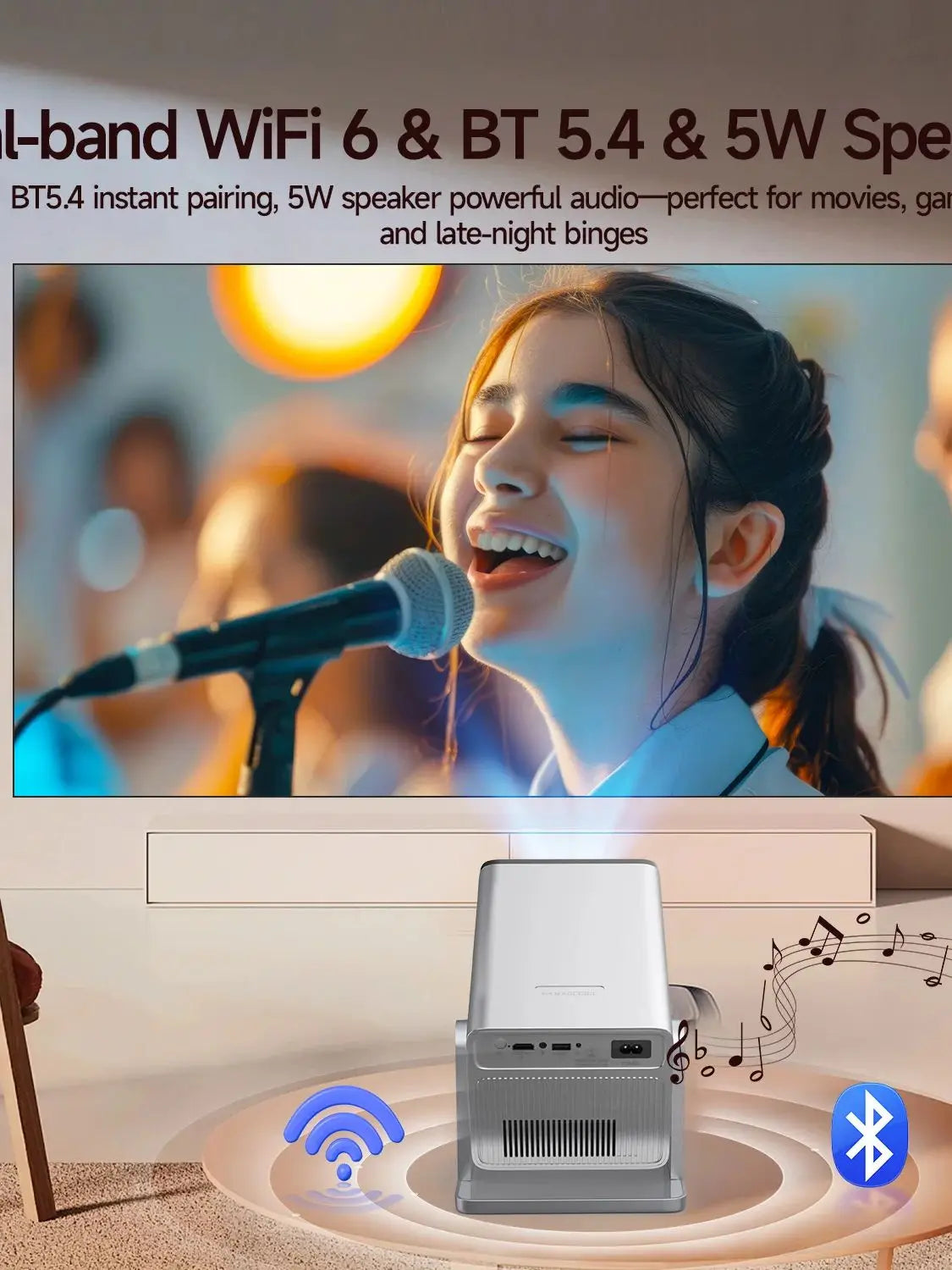 Magcubic 8K Support HD 1080P 1000ANSI X7 Projector With 5W Speaker Android 14 WiFi6 BT5.4 Outdoor Video Home Theater Projector