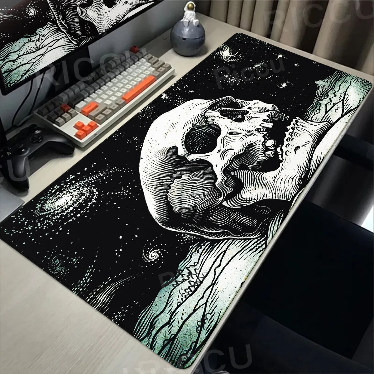 Black White Skull Gaming Mouse Pad Large Mousepad XXL Table Mat Anti-slip Keyboard Accessories Office Laptop Desk Mats Gamer Rug