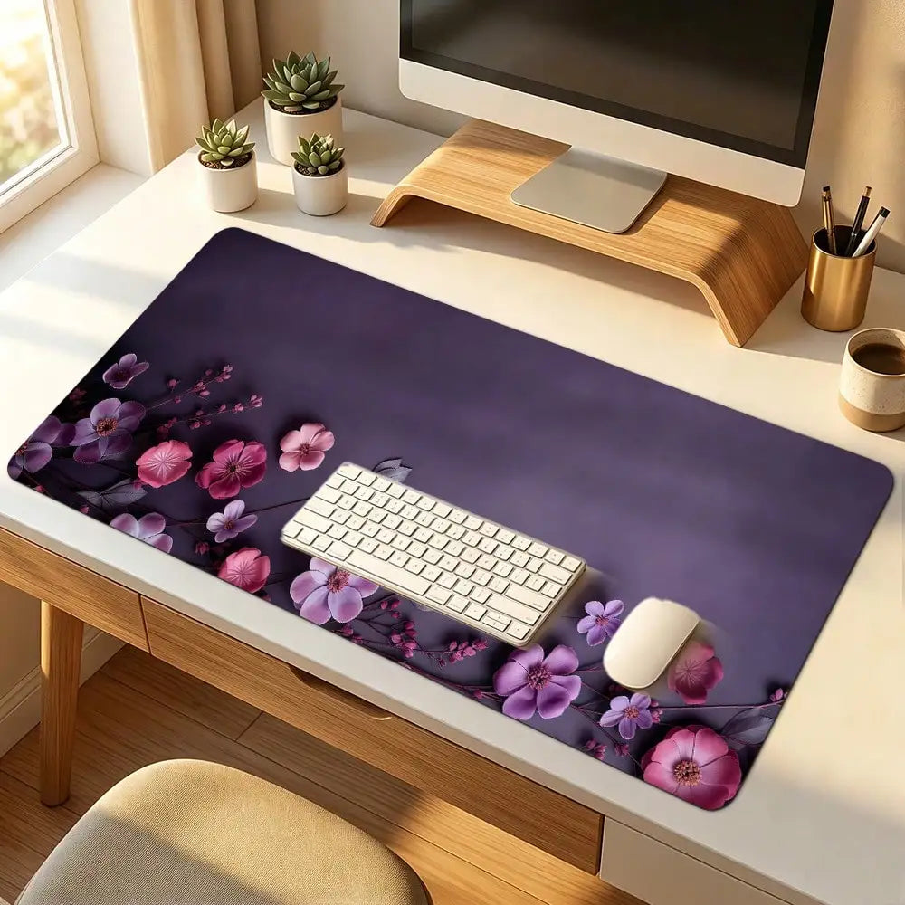1pc, 31.50 X 11.81 Pink Floral Blossom Large Waterproof Mouse Pad, Antislip Desk Protector For Keyboard, Mouse, Smooth For Gaming, Desk Accessory, For Home
