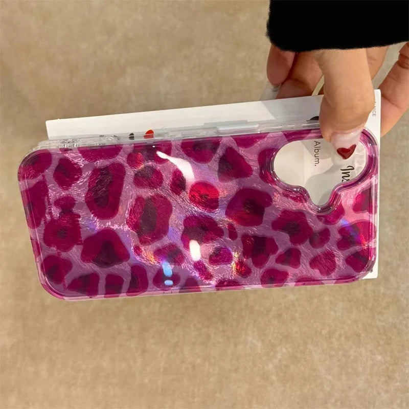 Purple Leopard Print Glacier Pattern Phone Case For iPhone 17 16 15 14 13 12 11 Pro Max XS XR 7 8 Plus 16e Shockproof Back Cover