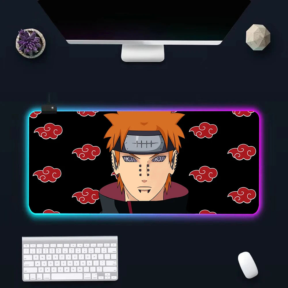 Anime N-narutos RGB Pc Gamer Keyboard Mouse Pad Mousepad LED Glowing Mouse Mats Rubber Gaming Computer Mausepad - WinSupport Tech