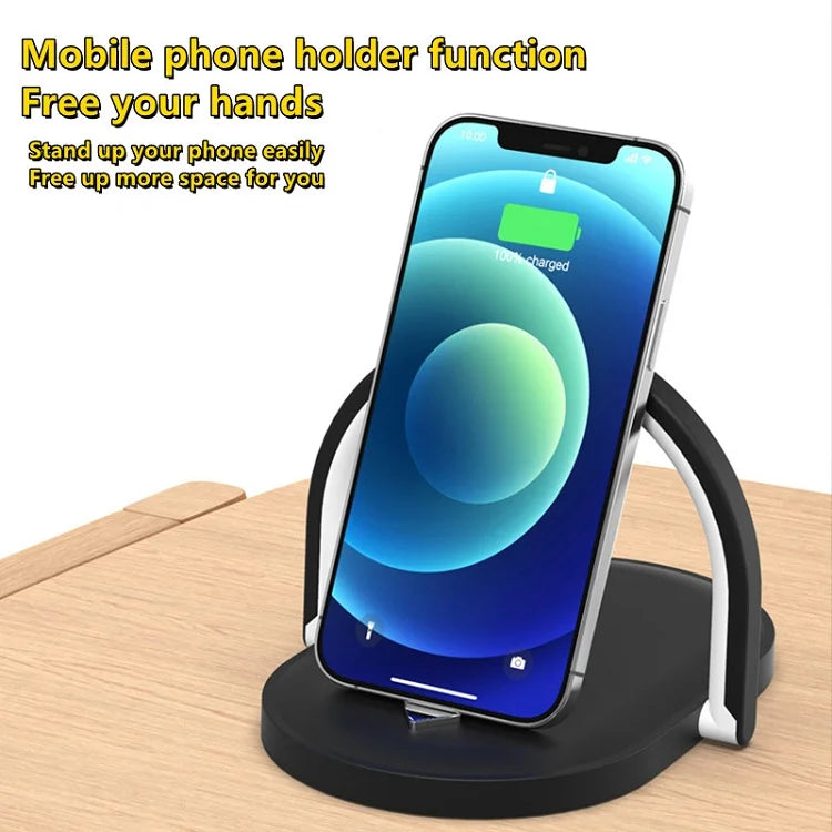 Private model foldable wireless charger 15W fast charging mobile phone bracket three-in-one creative night light wireless chargi