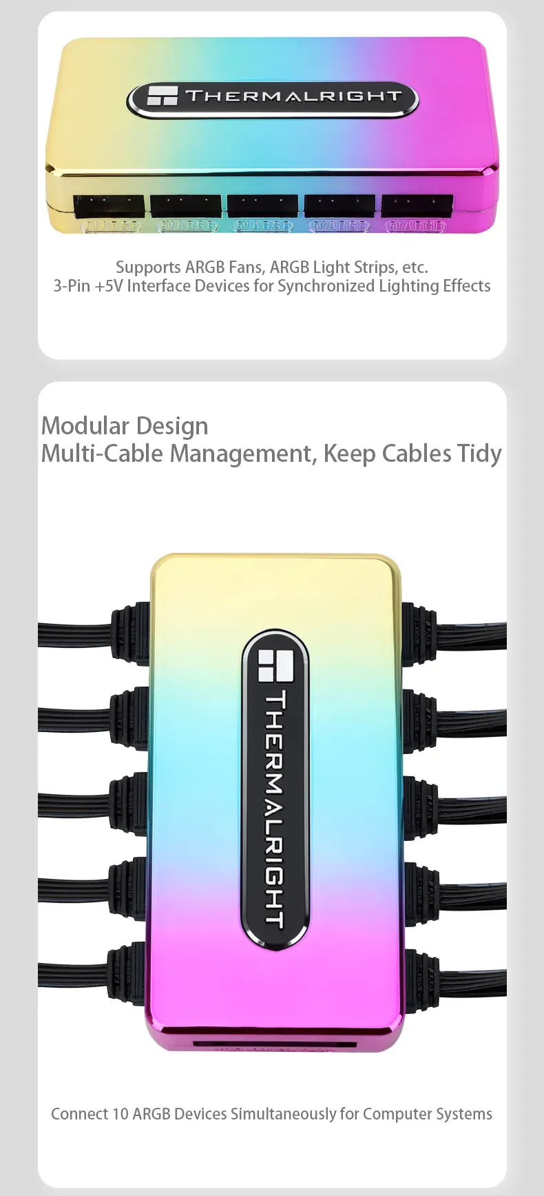 Thermalright TL-ARGB HUB Controller REV.A 10 port ARGB Lighting Hub SATA powered ARGB signal sync