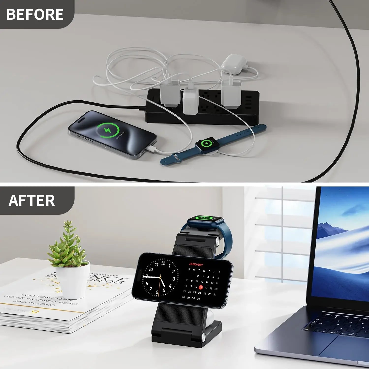 TIMESS 3 IN 1 15W Wireless Charger For iPhone17 16 15 14 PROMAX For Apple Watch Series 11 10-1 For Airpods Pro Charging Station