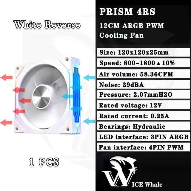 ICE Whale Prism 4RS ARGB PC Case Fan 120mm Infinity Mirror Design Motherboard Lighting Sync 4PIN PWM CPU Fan