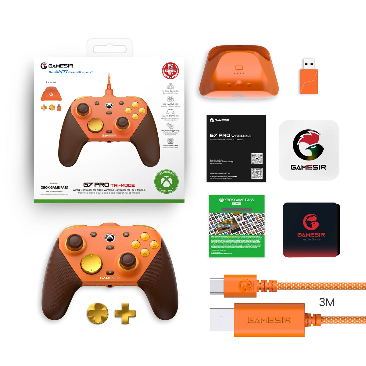 GameSir G7 Pro Xbox Series X|S Controller – Wired for Xbox, Wireless for PC, Bluetooth for Android – Hall Effect, Charging Dock