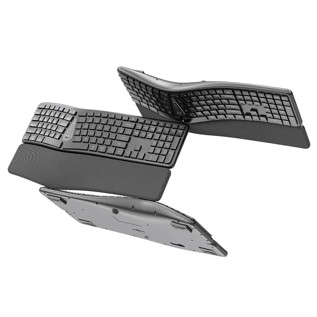 2.4G Wireless Keyboard Mouse Combo,Comfortable Natural Typing,Palm Rest,Multi-Device Bluetooth Rechargeable Keyboard Set