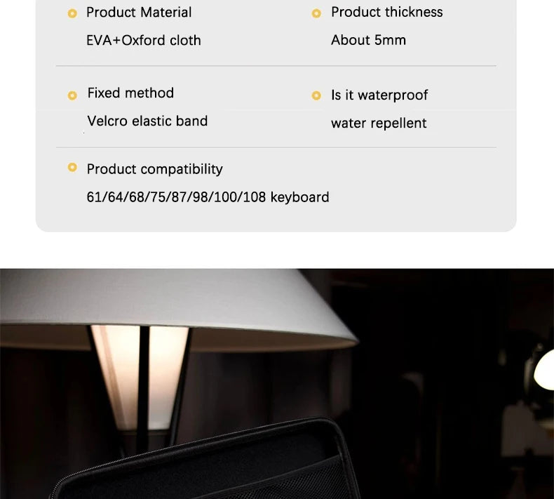 Dustproof Water-Resistant Mechanical Keyboard Case Storage Bag - EVA Hard Shell Fits 61/68/75%/TKL/98%/Full-Size Keyboards