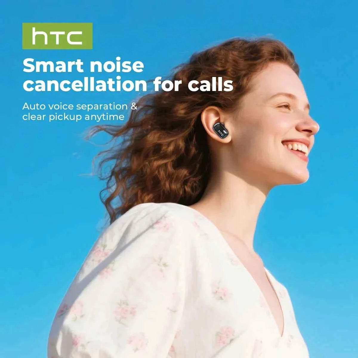 HTC NE16 AI Earphones Bluetooth V6 TWS Sports Wireless Headphones with Mic Noise Reduction HD Call AI Translator Earbuds Mini