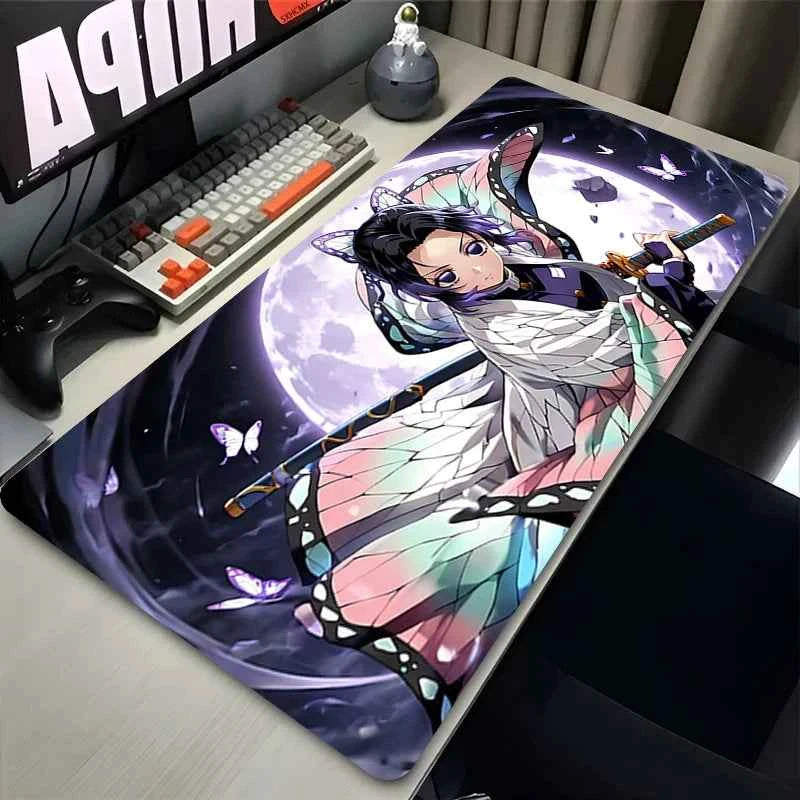 Mouse Pad XXL PC Purple Flower D-demon Slayer Desk Mat New Kochou Shinobu Mousepad Laptop Anime Girl Gamer Cabinet Keyboard Rug