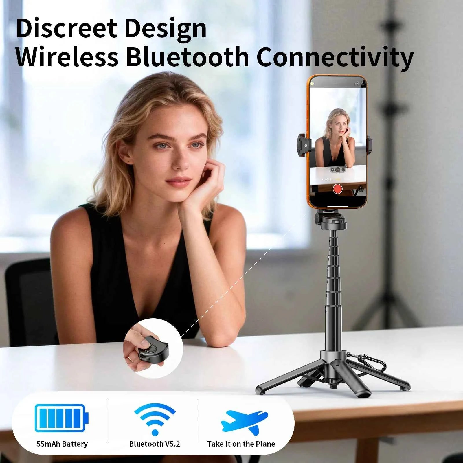 Protable Magnetic Selfie Stick Multifunctional Phone Holder with Clamp Bluetooth Remote Extendable Tripod for iPhone Android