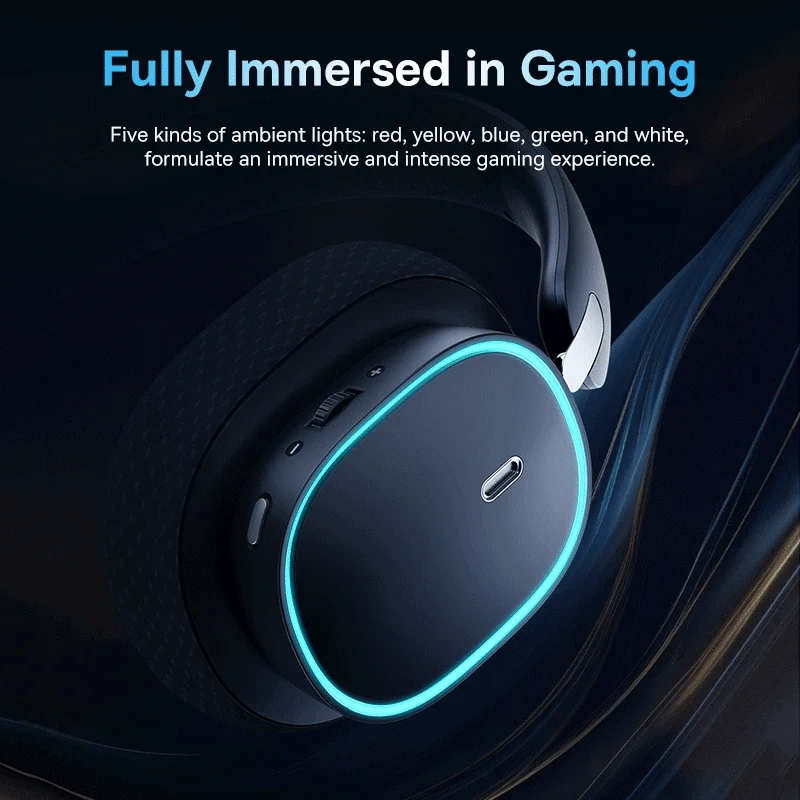Baseus GH02 Gaming Wireless Headphone with Mic Over-Ear Headphones Bluetooth 5.3 40mm Driver 2.4G/Wireless/Cable RGB Headsets - WinSupport Tech