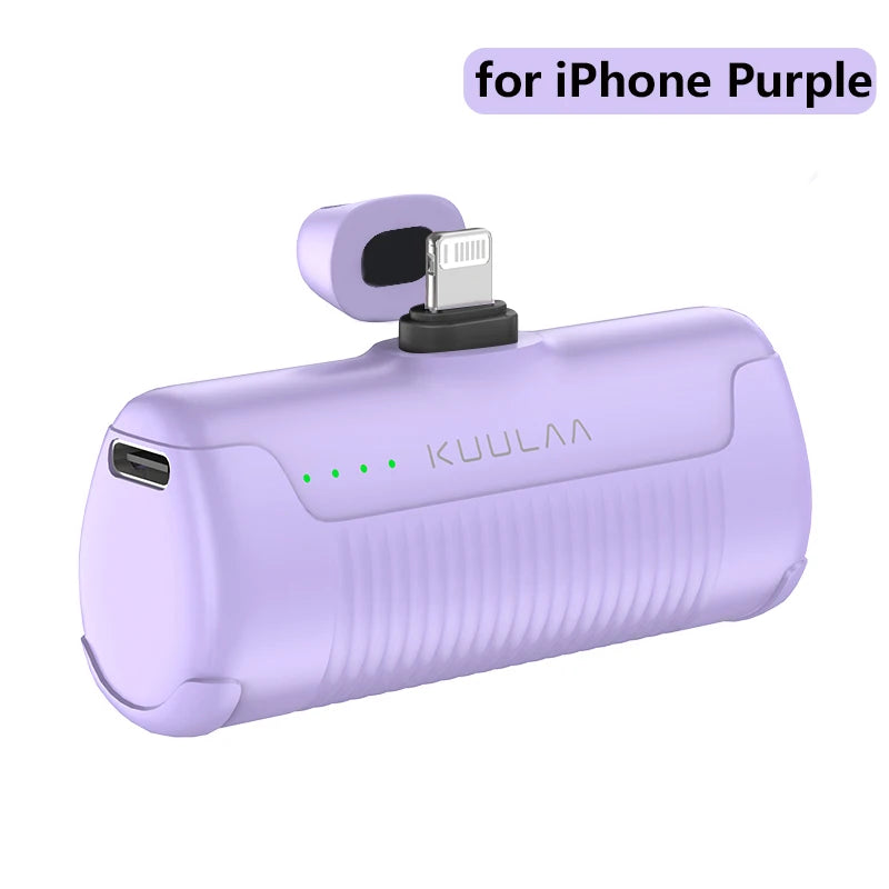 KUULAA Mini Power Bank 4500mAh - Portable Charger for iPhone17 16 15 14 13 Pro Max & Samsung/Xiaomi - External Battery PowerBank