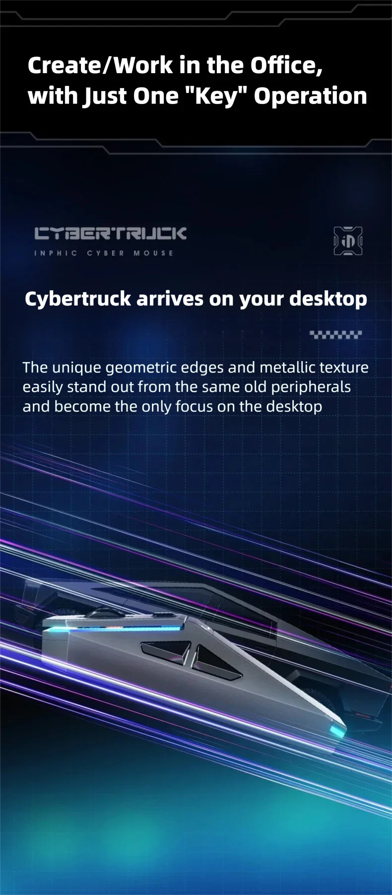 INPHIC YuanChuang-Cyber Three Mode Game Mouse 12800DPI RGB Light Effect Bluetooth Wireless Mouse