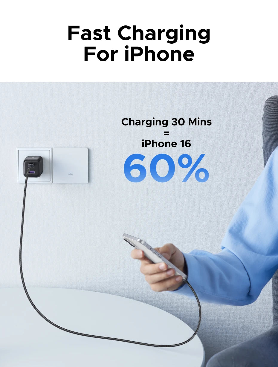 【EU Plug】UGREEN 45W/30W/25W/20W GaN Charger PD3.0 PPS QC3.0 USB C Fast Charger For iPhone 17 16 15 ProMax Samsung S25 iPad Air