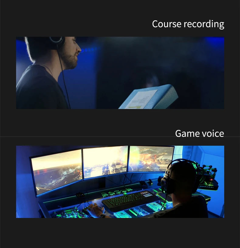 USB Microphone Play Gaming Mic for PC Mac PS4/5 Podcast Microphone with RGB Mute Monitor Noise Reduction for Recording Streaming