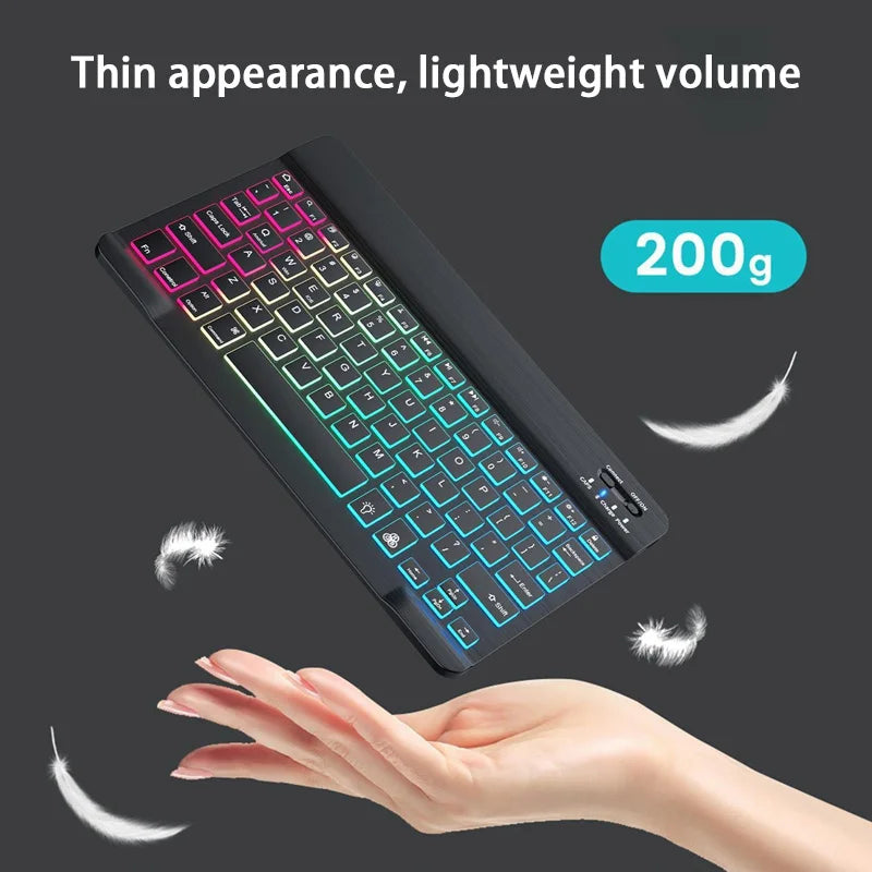 Wireless Bluetooth Backlit Keyboards RGB Colorful Gradient Luminous Mini Keyboard And Mouse Set For Apple Samsung Tablet