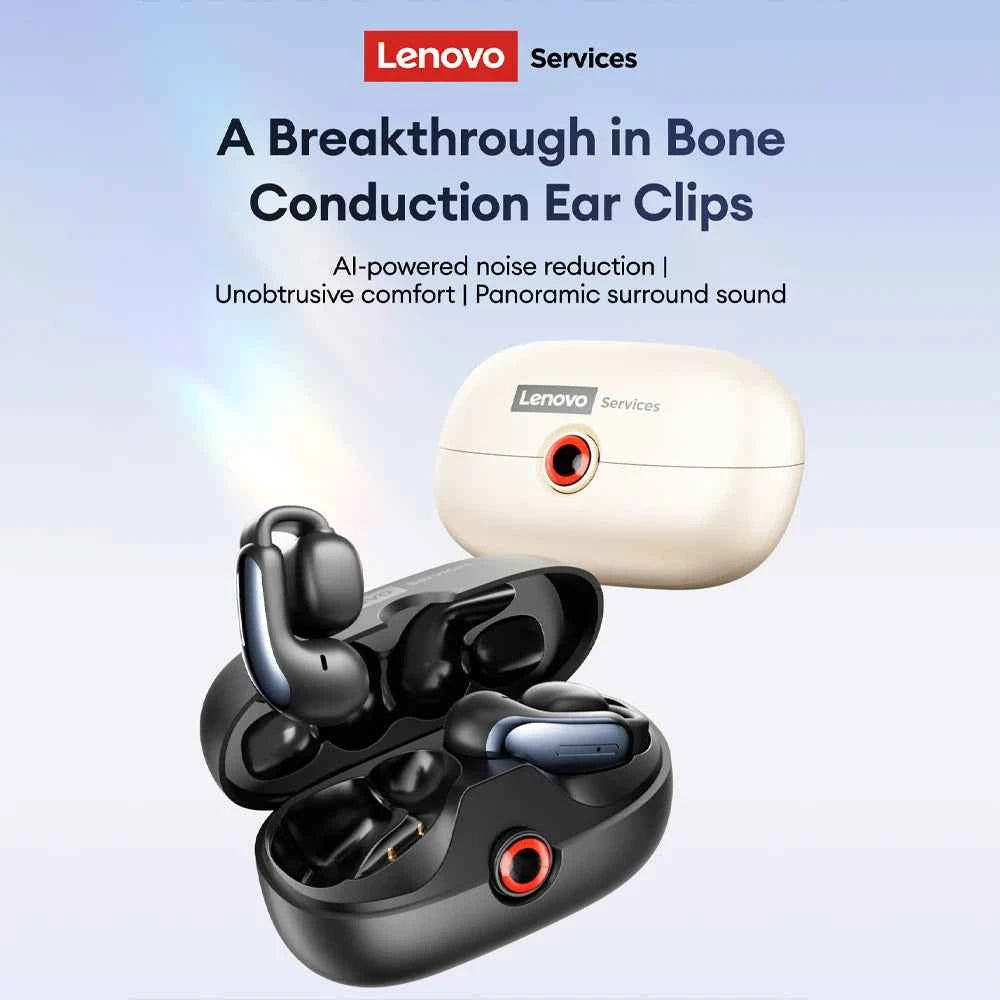 NEW Lenovo LES-108 Bone Conduction Earphones Open Ear Clip Wireless Earbuds Bluetooth 6.0 Sports Headphones with Mic Waterproof
