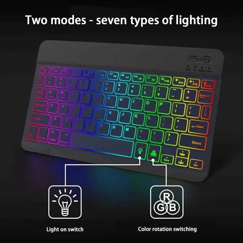 Wireless Bluetooth Backlit Keyboards RGB Colorful Gradient Luminous Mini Keyboard And Mouse Set For Apple Samsung Tablet