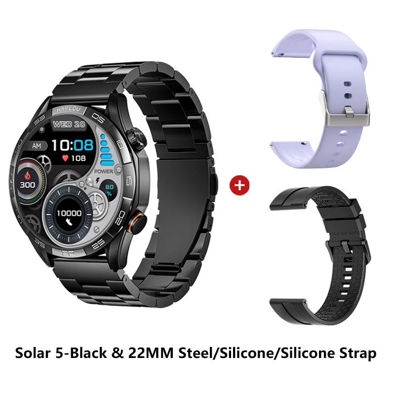 HAYLOU Solar 5 Smartwatch 1.58'' AMOLED Display 60Hz Refresh Rate 24H Health Monitoring Voice Calling 100+ Sports Modes Black/Silver
