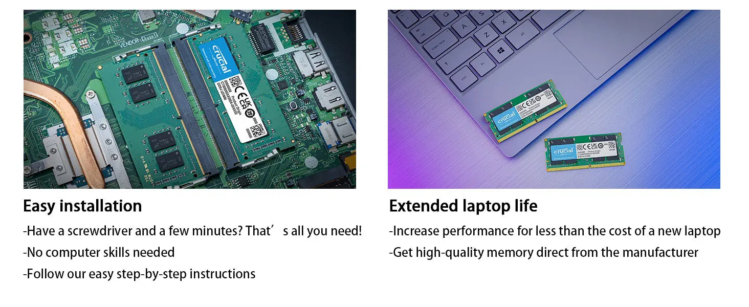 Crucial DDR4 RAM Laptop Memory PC4- For Intel & AMD