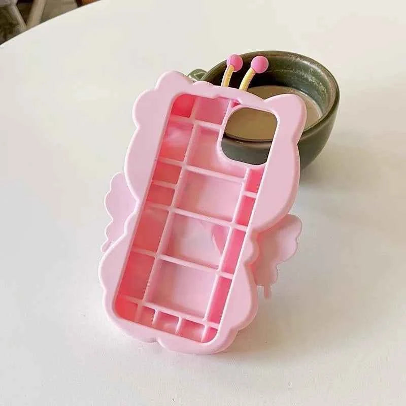 For iPhone 16 Pro Max 15 14 Plus 12 Pro 13 Mini 11 X XS XR 7 8 SE Pink Flower 3D Cartoon Silicon Soft Phone Case