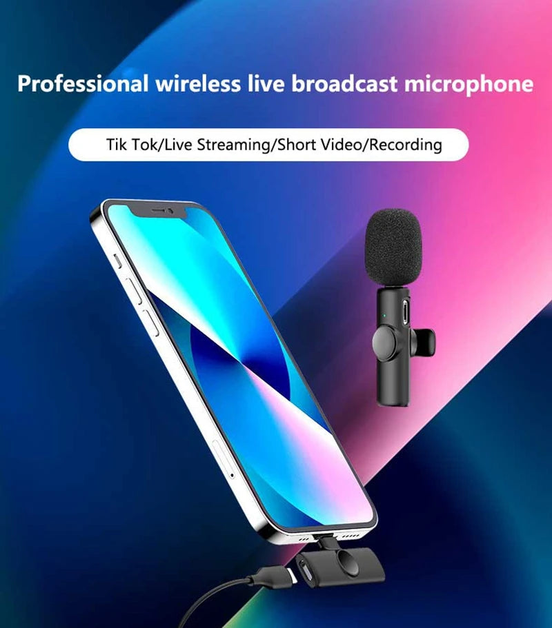 New Portable Wireless Lavalier Microphone Audio Video Recording Mini Microphone for iPhone Laptop Android Live Gaming Mic