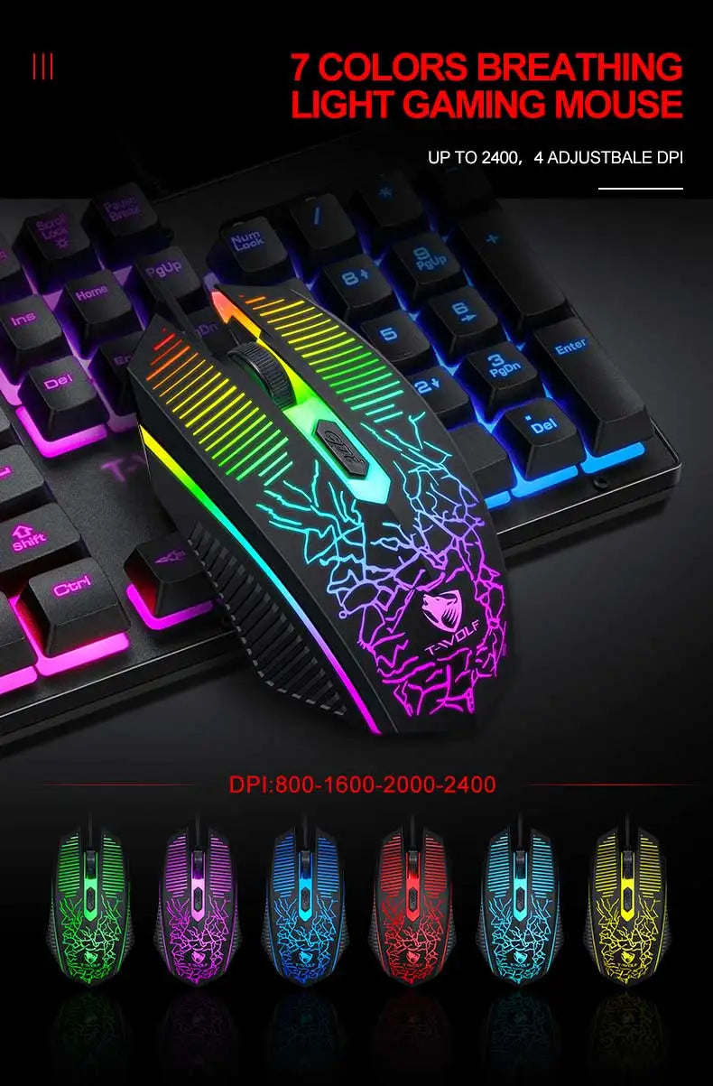 Electronic Sports Set  3 In 1 Wired Backlit Keyboard Gaming Mechanic Kit Waterproof Luminous 104 Key Keyboard Mouse Set 2025 NEW
