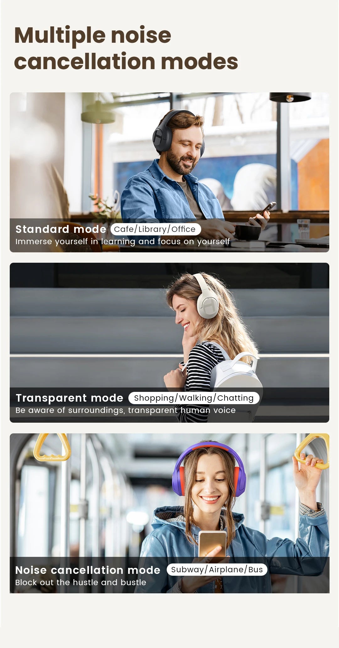 HAYLOU S35 ANC Wireless Bluetooth Headphones 42dB ANC ENC Over-ear Headphone Noise Cancellation 60H Playtime Earphones Men Women