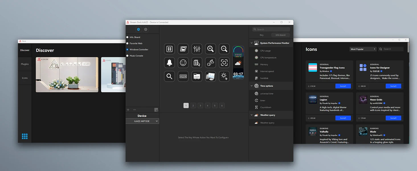 ATTACK SHARK x AJAZZ AKP153 STREAM DECK 15 Customisable Buttons Stream Deck With Versatile Side Screen
