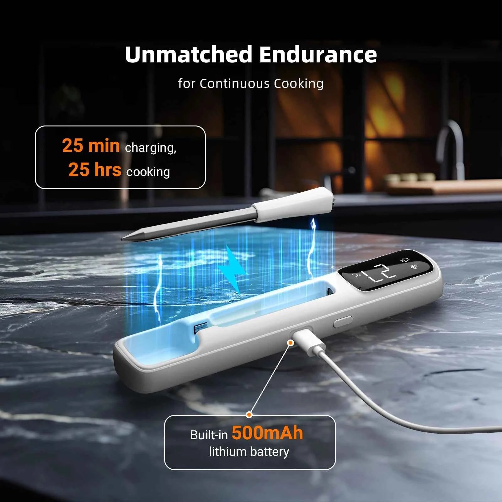 INKBIRD INT-11I-B Mini Wireless Meat Thermometer, Bluetooth 5.4 1000ft, 1s Response, IP67, 26 Presets, LED Display, for BBQ/Gril