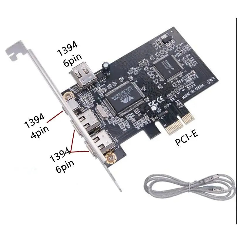 FireWire 1394a IEEE PCI-E PCI Express 1394 Controller Card Stable High Speed Data Transfer with Firewire Cable Pcie Control Card