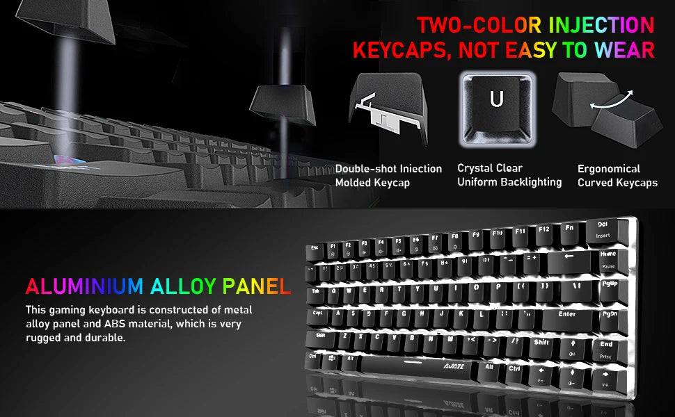 LED Backlit Wired Mechanical Keyboard Brown Switch&RGB 6400 DPI Lightweight Gaming Mouse with Honeycomb Shell 3 in 1 Set