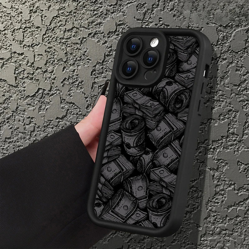 Banknote pattern phone case with soft silicone case for iPhone 16, iPhone 15 14 13 12 11 Pro Max XS X XR 7 8 15 16 Plus
