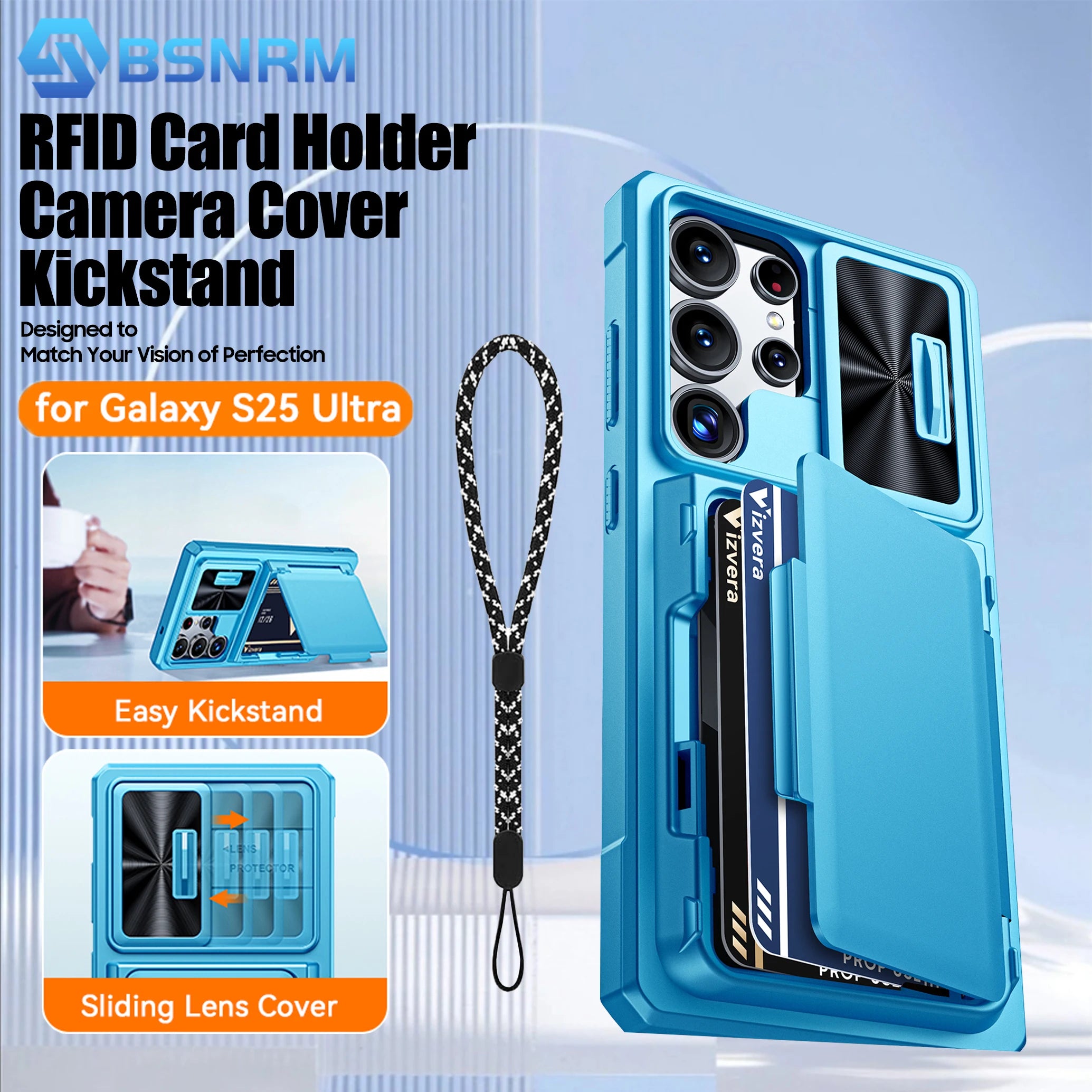 Samsung Galaxy S25 Ultra Case Wallet - Full Body Protective with Card Holder (4 Cards) Camera Cover & Kickstand for Women & Men