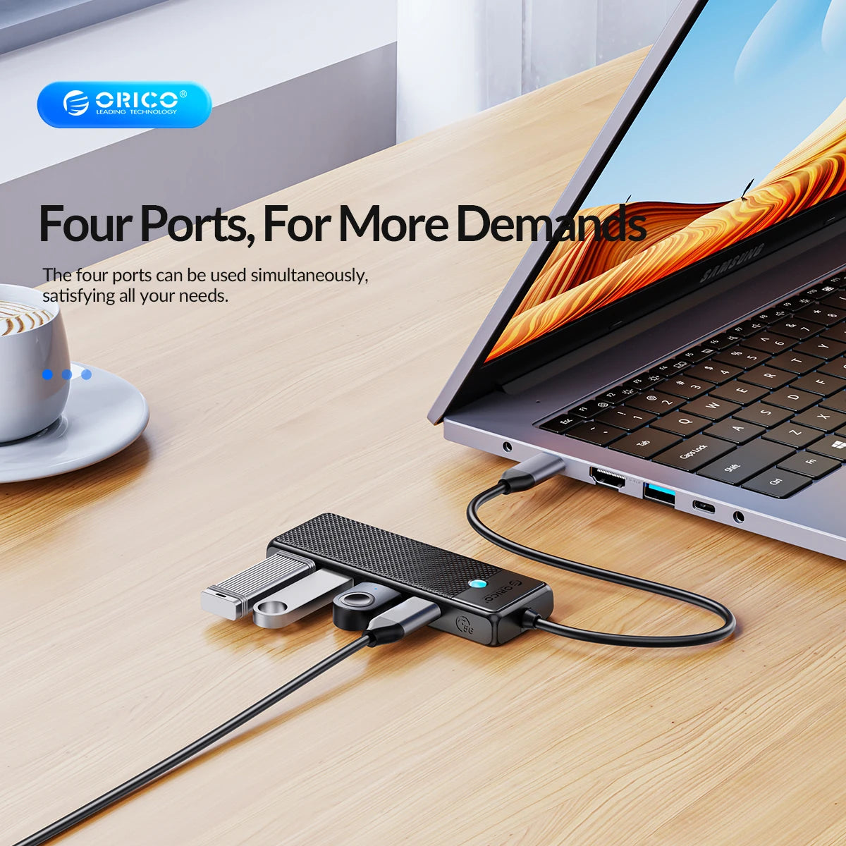 ORICO USB 3.0 HUB Adapter Port Extender PD100W Charging Port 5Gbps High-Speed Transmission hub